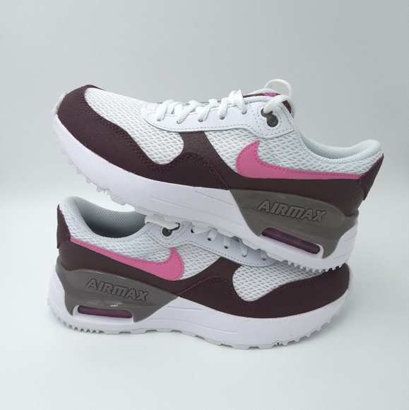AIR MAX SYSTM (GS) White/Burgandy/Pink  Kids Shoes   DQ0284 116 - Picture 2 of 9